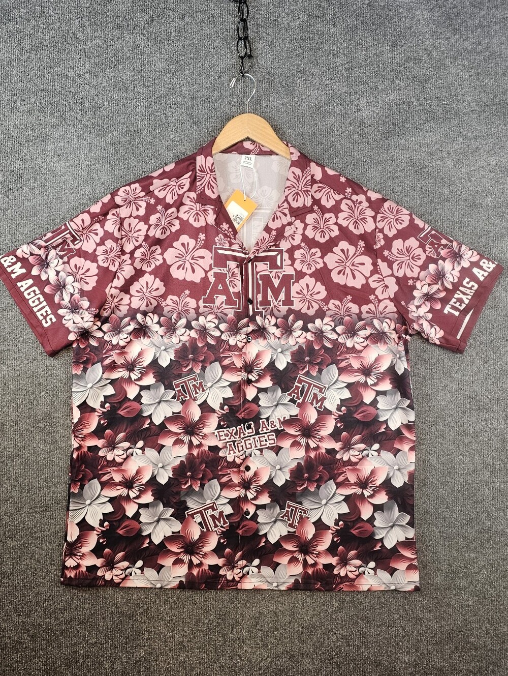 Texas A&M Aggies Maroon Tropical Floral Hawaiian Shirt - Size 2XL